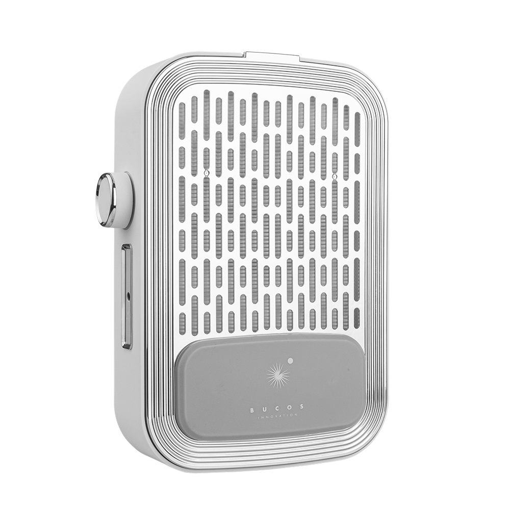Pochłaniacz Bucos Cyclone V3-B WHITE z filtrem HEPA i akumulatorem 100W do manicure